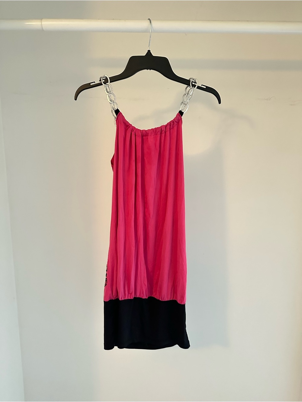 Hot Pink and Black Chain Strap Sundress - Picture 4 of 5